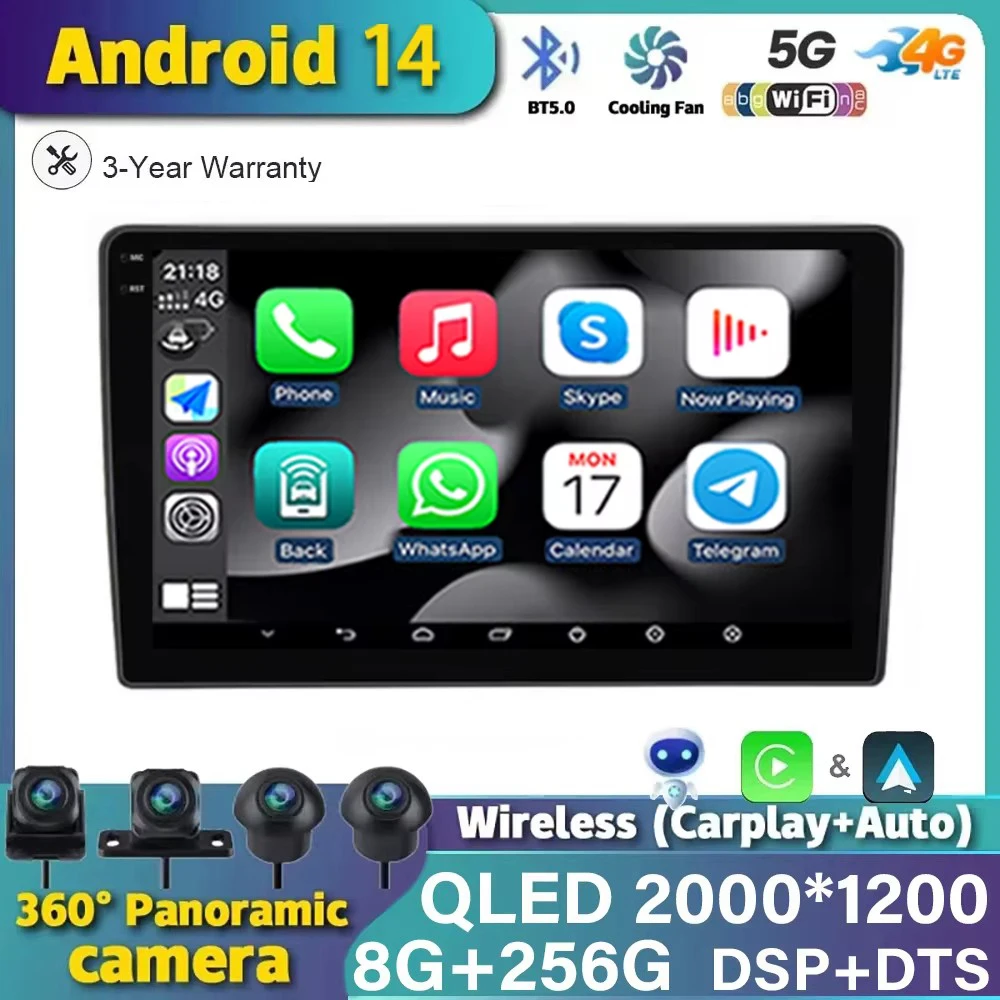 Автомобильный мультимедийный проигрыватель Rodio Android 14 Wi-Fi + 4G для Hyundai Azera Grand TG