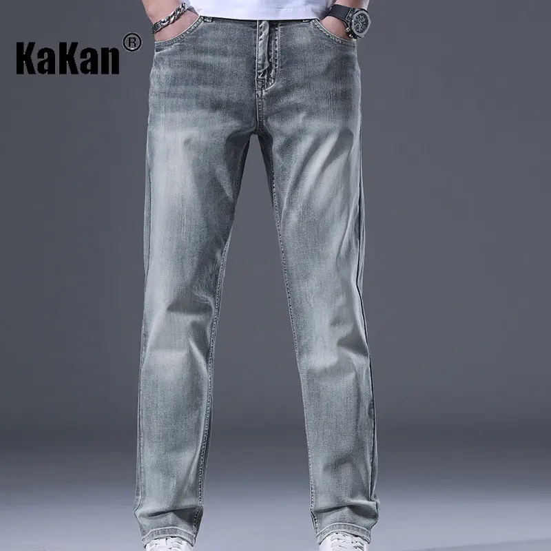 Kakan - European and American New Straight Tube High-end Trendy Jeans for Men, Korean Stretch Casual Long Jeans K42-1213