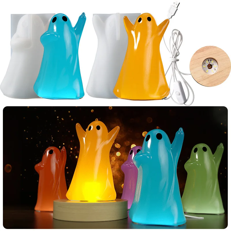 

New Halloween Ghost Lamp Resin Mold DIY Epoxy Resin Casting Halloween Ghost Silicone Mold Home Decoration