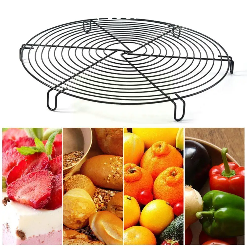 

1pcs Round Cake Cooling Tray Rack Grid Net Bread Stand Tool Bakeware Holder Shelf K8y0