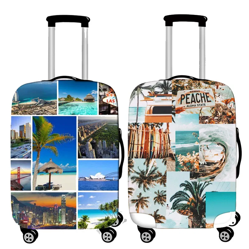 Hot Travel Scenery Luggage Cover Thicken Elastic Baggage Cover Suitable19 To 32 Inch Suitcase Case Dust Cover Travel Accessories