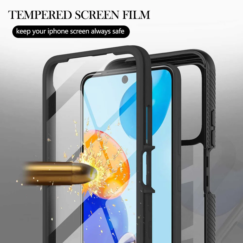 Прочный чехол с полным покрытием для Xiaomi Redmi Note 11 4G прозрачный защитный Note11 Pro