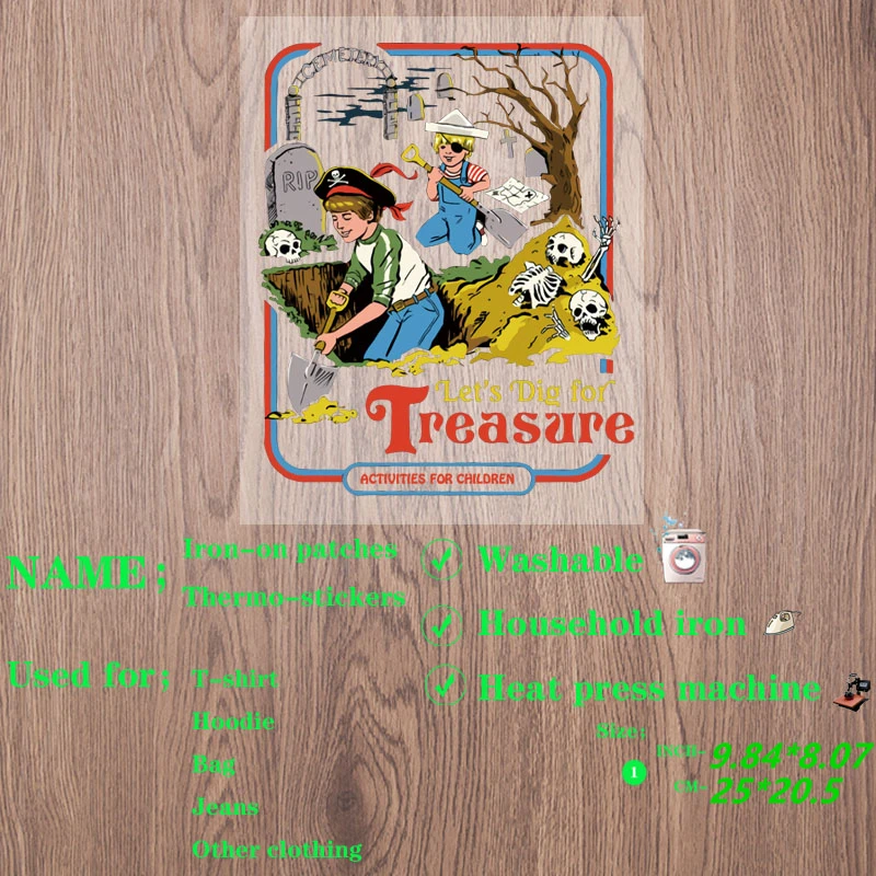 

Приключения мероприятия «Let's dig for treasure» Железный патч с рисунком