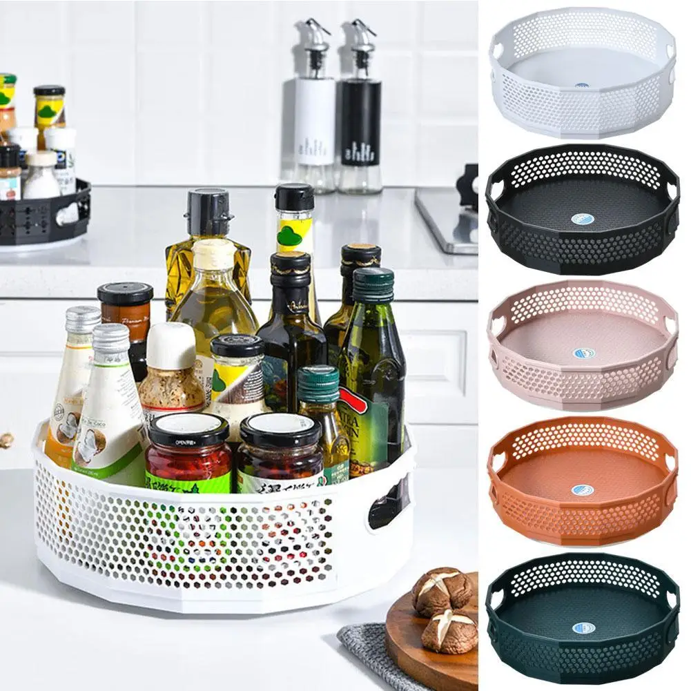 

Вращающийся на 360 градусов поднос, кухонная стойка для хранения, полка, пластиковая подставка для банок, держатель для приправ, органайзер д...