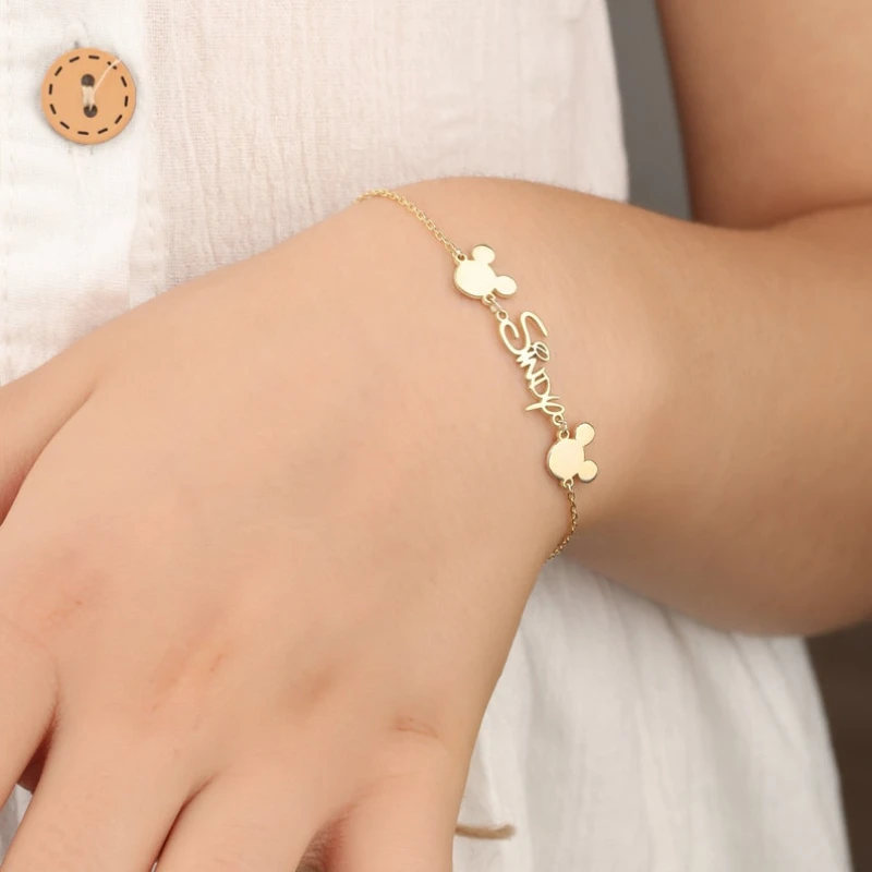 Детский браслет с шрифтом Диснея на заказ именем Микки и Минни индивидуальное