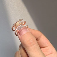 minimalist exquisite zircon opening rings for woman fashion korean jewelry luxury wedding party unusual girls rings