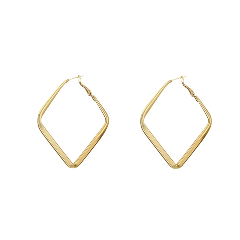 Простые и стильные большие серьги-гвоздики с геометрическим рисунком для женщин