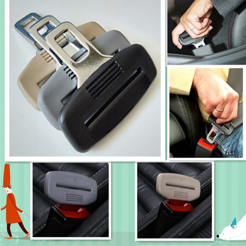 

1pc Universal Car Seat Belt Clip Extender Safety Seatbelt Buckle Plug Socket Black car accessories interior Straight lock tongue