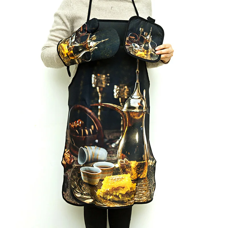 

Ramadan Kareem Apron Eid Mubarak Baking Anti-Hot Gloves Pad Kitchen Muslim Islamic Party Ramadan Decoration For Home Eid Al-Adha