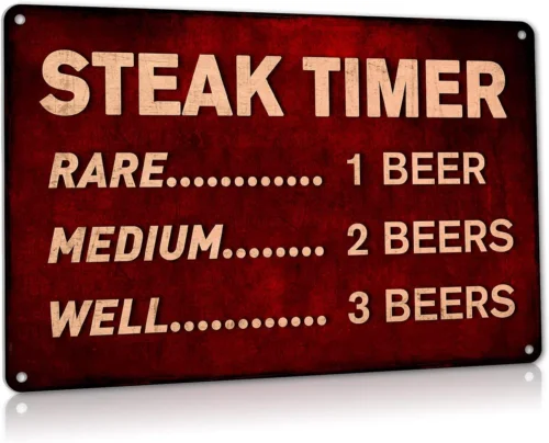 Забавное пиво Sign Steak Timer-металлический знак правил барбекю наружные жестяные