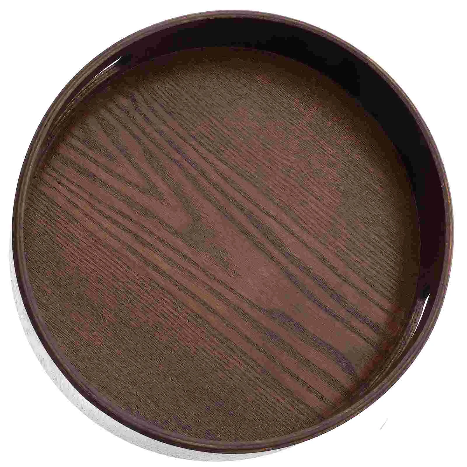 

Tray Serving Wood Plate Wooden Round Dessert Desktop Platter Breakfast Snack Bread Jewelry Holder Tea Dinner Cup Decorative