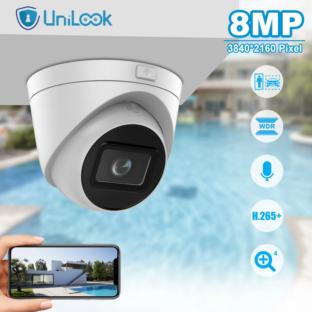 

Unilook 8MP AcuSense моторизованная сетевая камера с переменным фокусным расстоянием для наружного обнаружения движения H.265 односторонняя аудио ip-камера POE