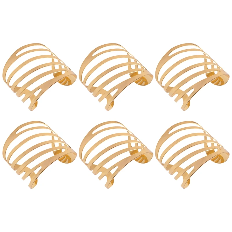 Набор из 6 золотых колец для салфеток полый держатель свадьбы Рождества