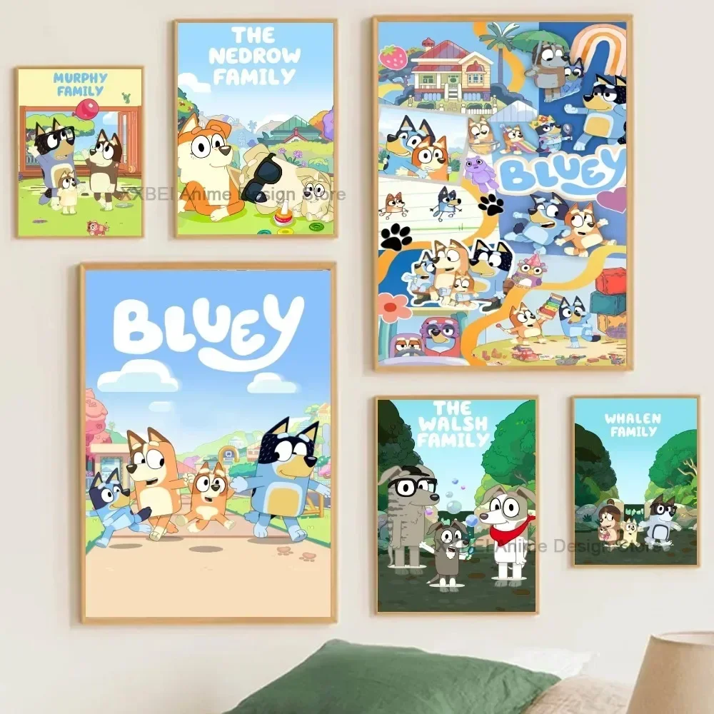 Современный Мультяшный Настенный Художественный Постер B-bluey Наклейка С Милым