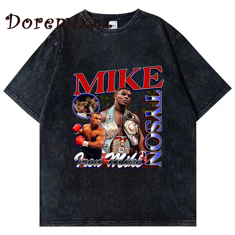 

Майк Тайсон, Винтажная футболка в стиле 90-х, футболка в стиле хип-хоп для мужчин и женщин, модная футболка унисекс, хлопковые футболки с потер...