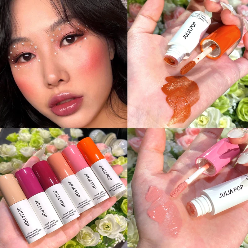 

6 Color Face Liquid Blusher Peach Makeup Waterproof Long-lasting Matte Natural Cheek Contour Blush Brightens Pink Cheek Cosmetic