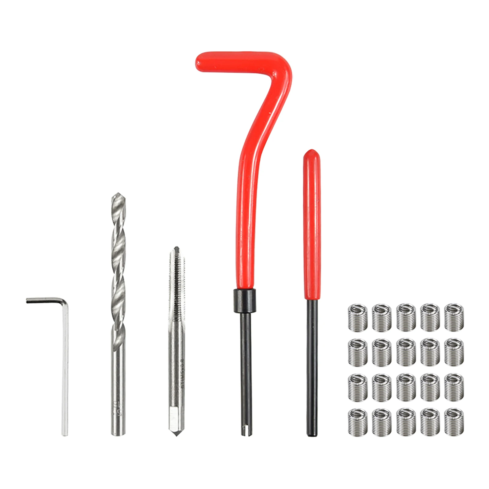 

25pcs Hand Tool Portable Steel Easy Carrying Drilling Machine Accessories Thread Repair Kit External Internal Restore Wrench