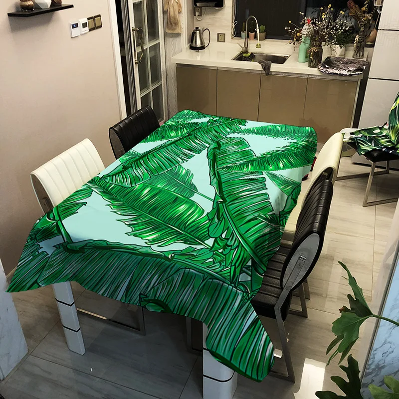 

2022 Green Plant Printing Tablecloth Practical Rectangular Waterproof Oil-proof Table Cover Oxford Cloth Tablecloth Mantel Mesa