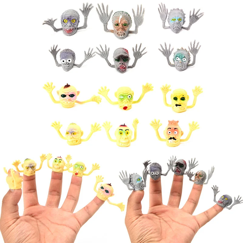 

6pcs/Lot Little Monster Finger Puppets PVC Mini Ghost Head Zombie Telling Story Puppets Hand Toys Party Halloween Gifts