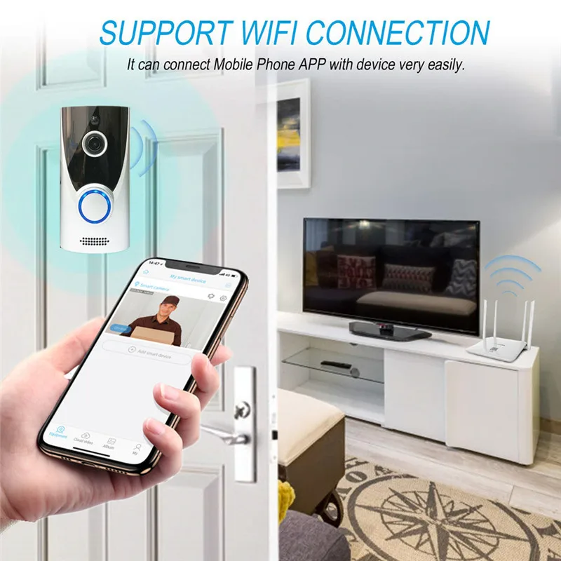 Дверной звонок Tuya для умного дома беспроводная камера безопасности с Wi-Fi уличный
