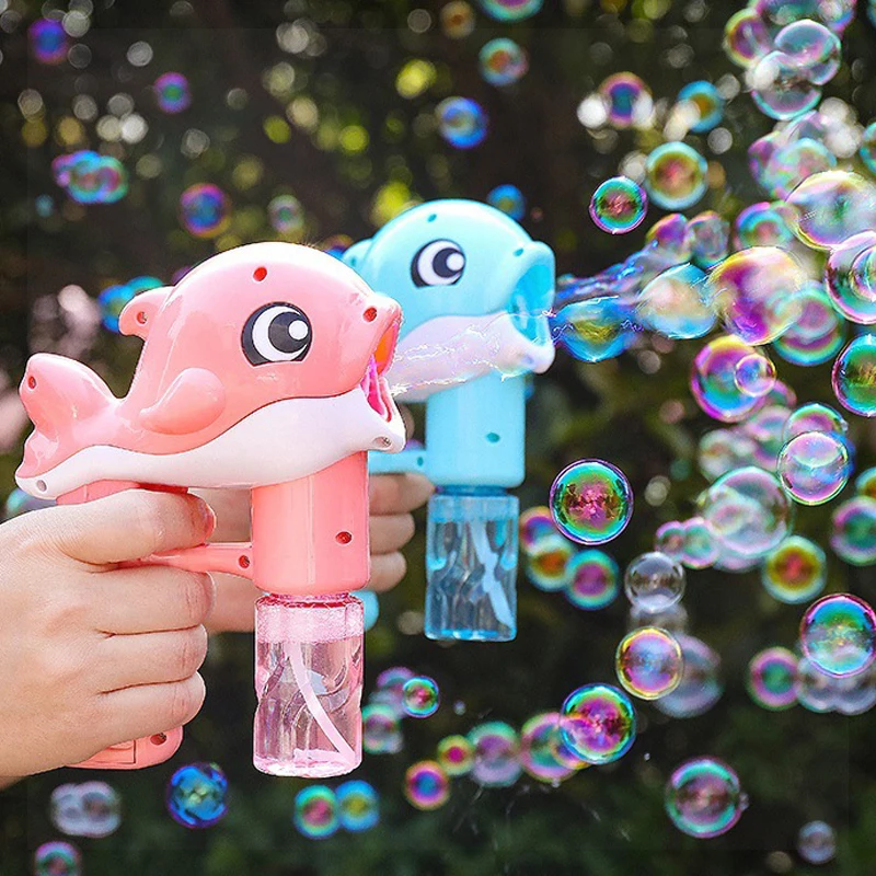 

Soap Bubble Gun Automatic Dolphin Kids Electric Bubble Machine Baby Bath Maker Led Light Toy Girls Boys Auto