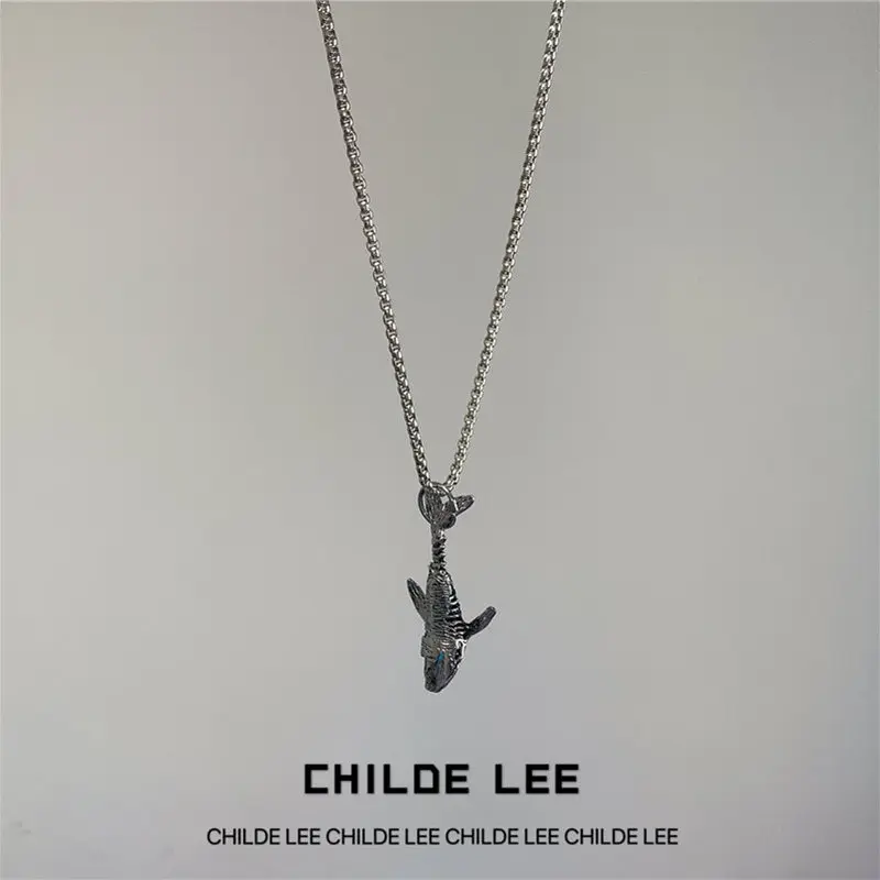 

Whale Pendant Personality Niche Dolphin Pendant Couple Jewelry Ins All-match Tide Brand Street Hip-hop Necklace Men and Women