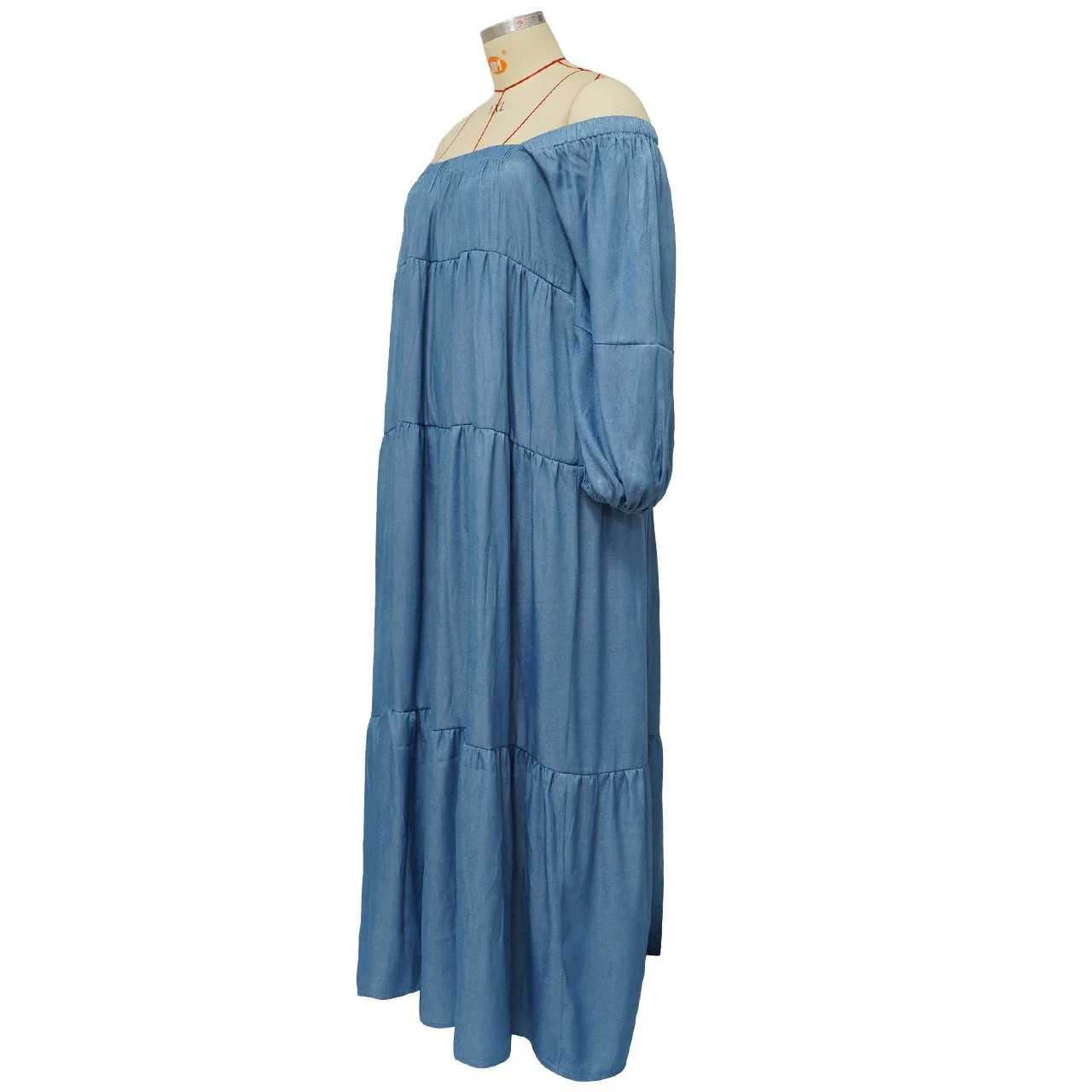 Plus Size Jeans Dresse for Women Off the Shoulder Full Sleeve Loose Floor Length Elegant Evening Night Party Vestidos Mujer Big