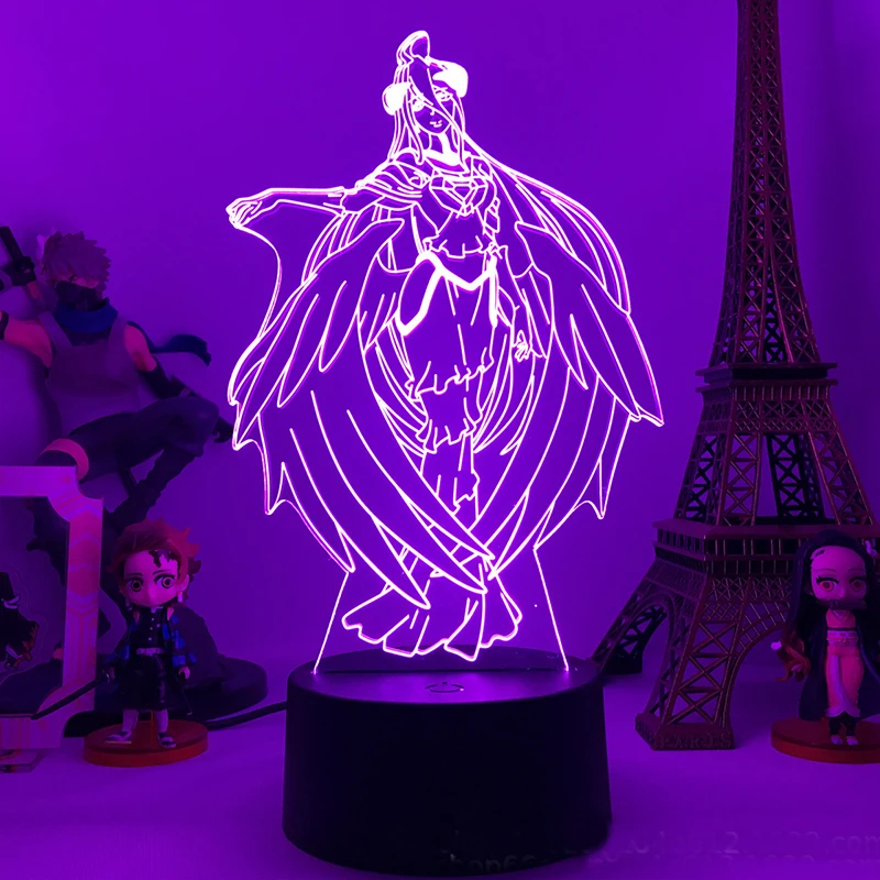 

Фигурка аниме Overlord, 3d Светодиодная лампа для спальни, манга, экшн-ночные светильники, декор детской комнаты, праздничный подарок на день рож...