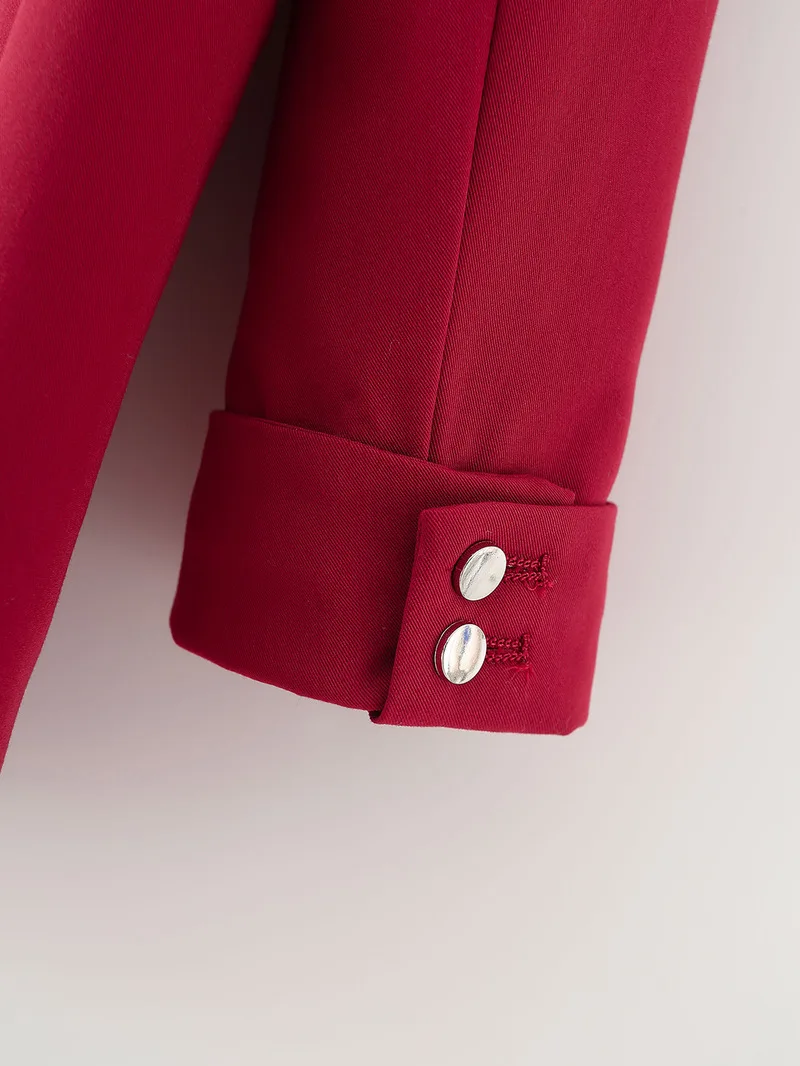 Red Buttonless Chic Blazer Women Mid Length Solid Colors Suits 2021 Spring Autumn Office Lady Casual Work Elegant Blazer Fashion