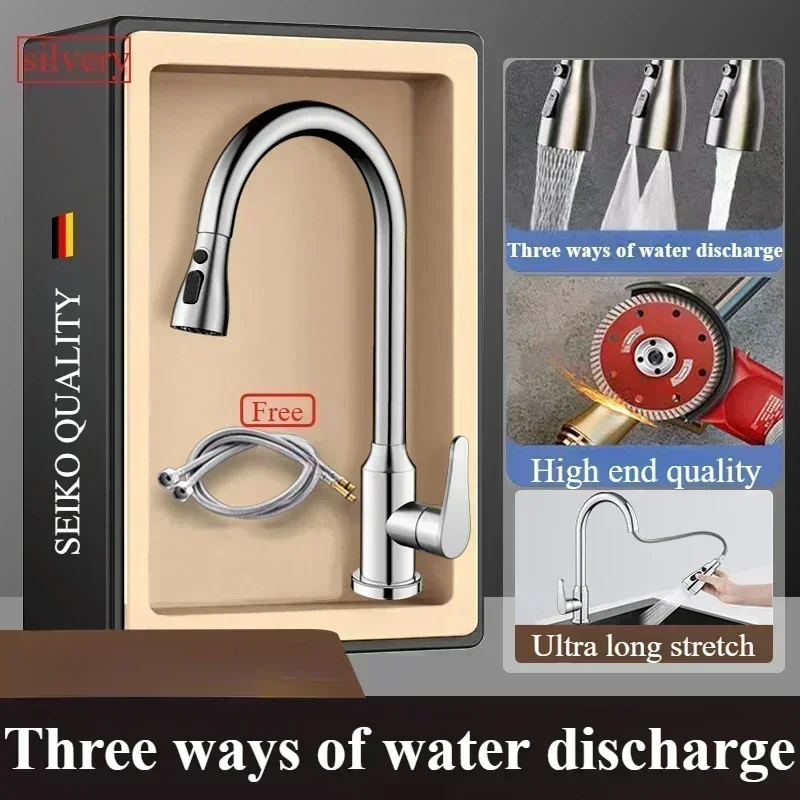 

Смеситель для кухни латунный тонкий медный серый