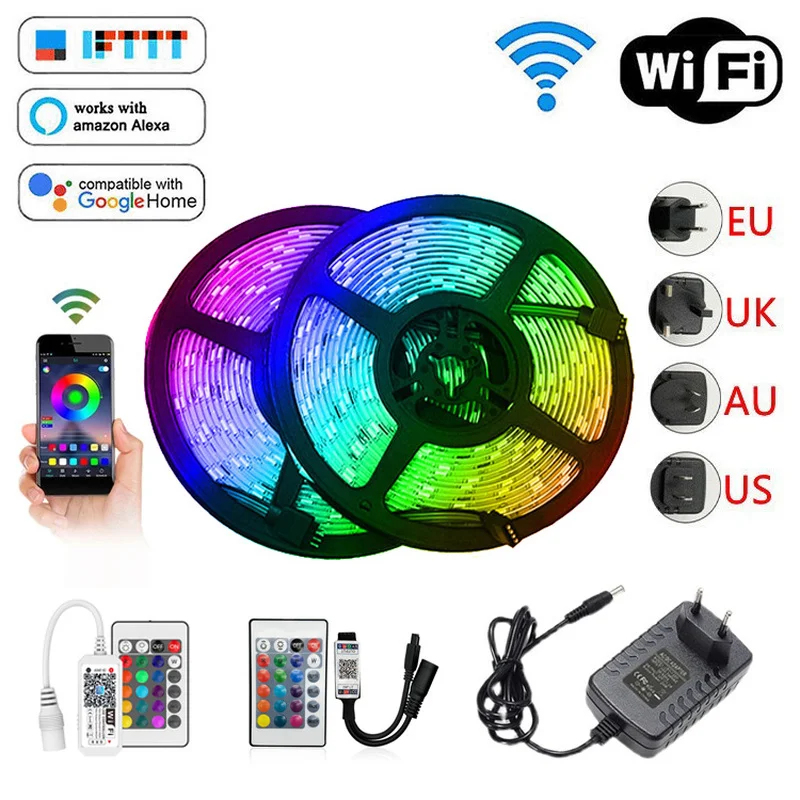 

RGB LED Light Strips Bluetooth WIFI Controller 2835 5050 5 Meters 300Leds BackLight Lamp rgb Tape Decoration