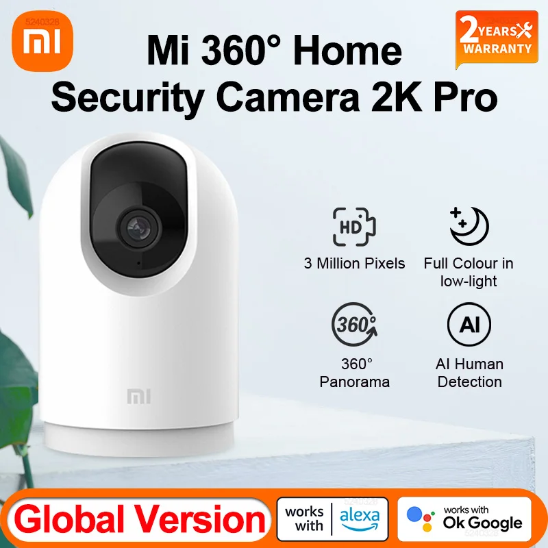 Оригинальная камера Xiaomi Mi 360 ° для домашней безопасности 2K Pro 1296p HD Wi-Fi ночное