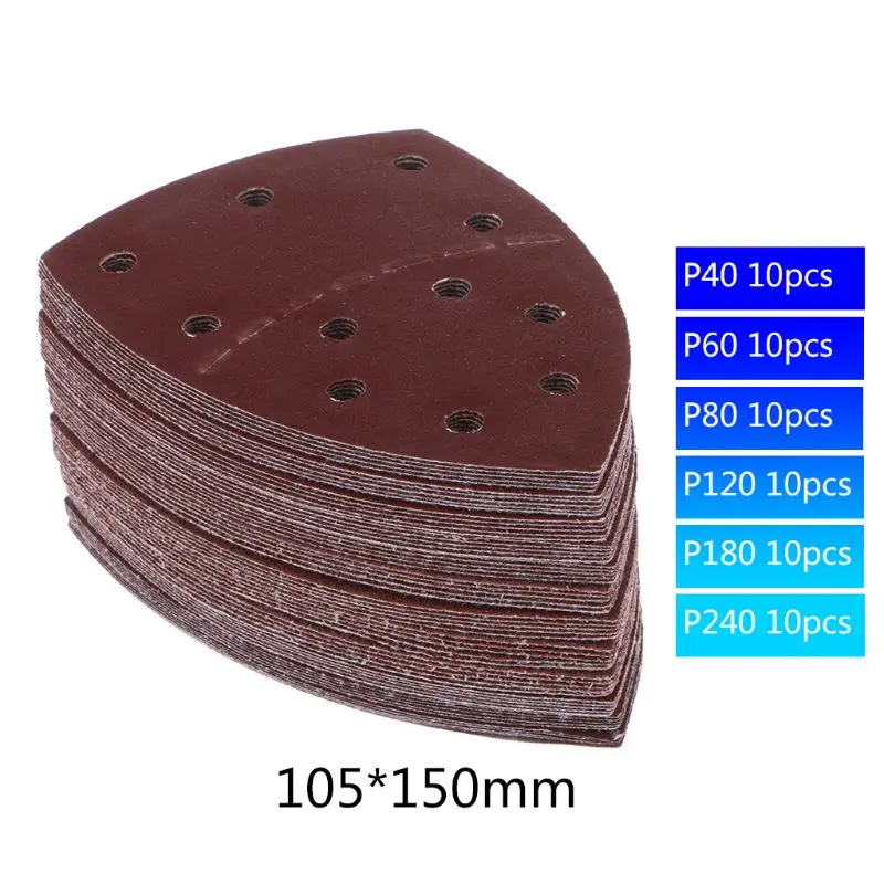 

60pcs 11-hole Sandpapers Sanding Sheets Abrasive Discs 40/60/80/120/180/240 Grit
