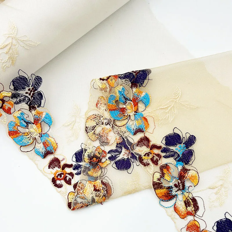 Вышитое нейлоновое кружево из полиэстера с красочным узором Marle для украшения