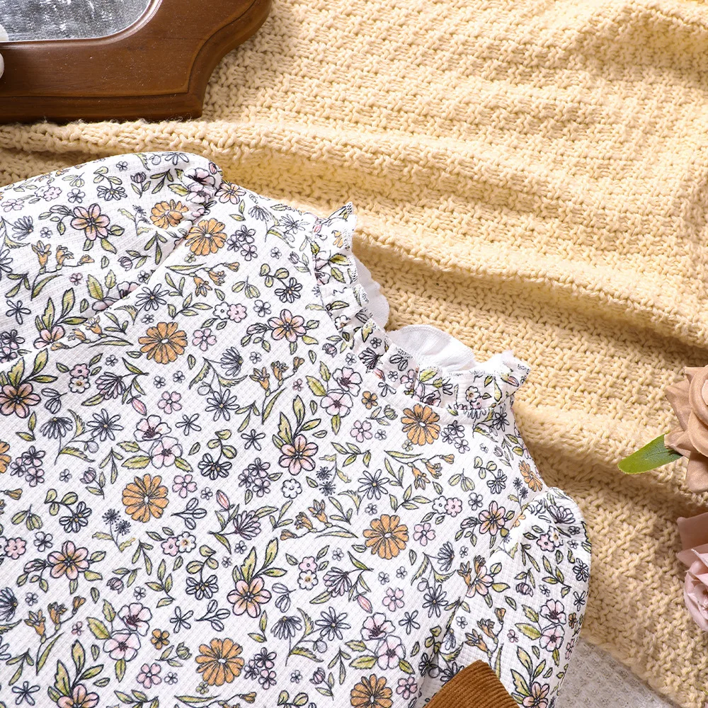 2024 комплект одежды для девочек футболка с длинным рукавом и цветочным принтом