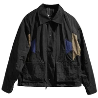 american fashion brand contrast color splicing lapel mens coat work jacket street casual coat
