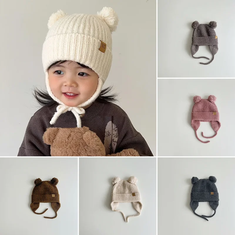 

Корейская теплая шапочка для малышей, простота, однотонная серия, вязаная шапочка для маленьких мальчиков и девочек, Осень-зима, реквизит для фотосъемки