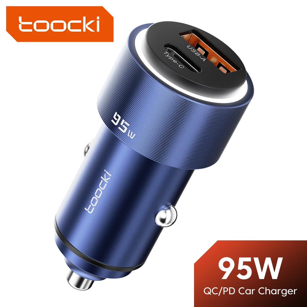 

Toocki 95W USB C Car Charger QC PD 4.0 Type C Fast Phone Charger For iPhone 14 13 12 Xiaomi Samsung Huawei Poco Laptops Tablets