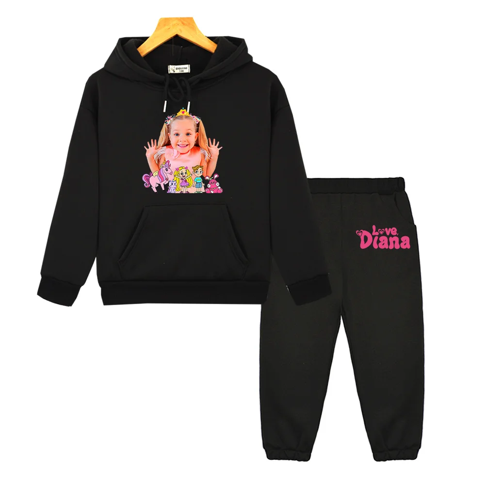 

Kids Diana Show Hoodie and Pants Sets Cartoon Graphic Printing Kids Sweatshirts with Hooded Autumn Boys Girls Soft Clothing Cute