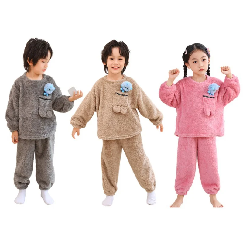 Детский зимний фланелевый Теплоизоляционный комплект для мальчиков и девочек