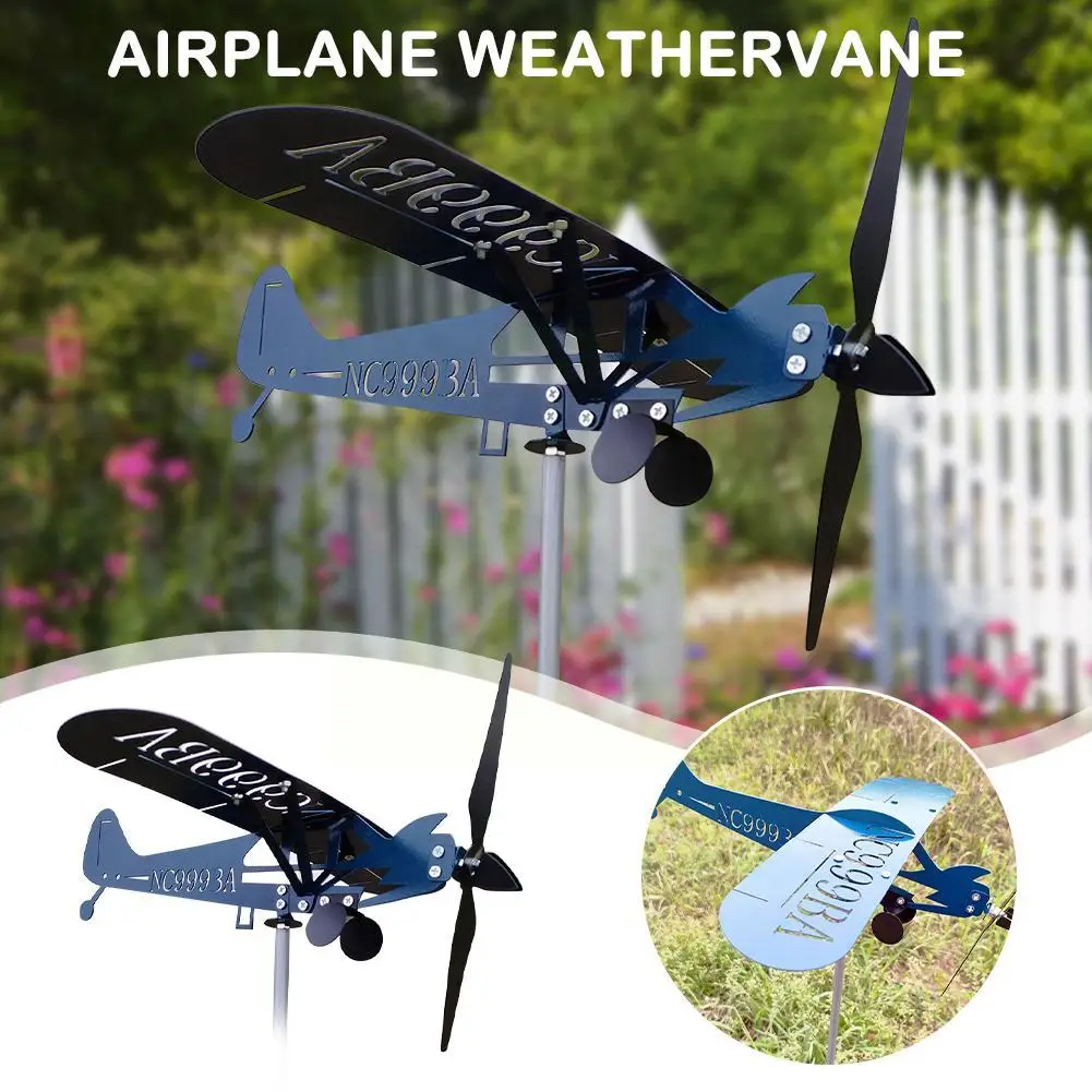

Metal Airplane Weathervane Piper J3 Cub Wind Spinner Home Indicator Outdoor Decor Roof Plane Garden Wind Windmill Direct R7m5