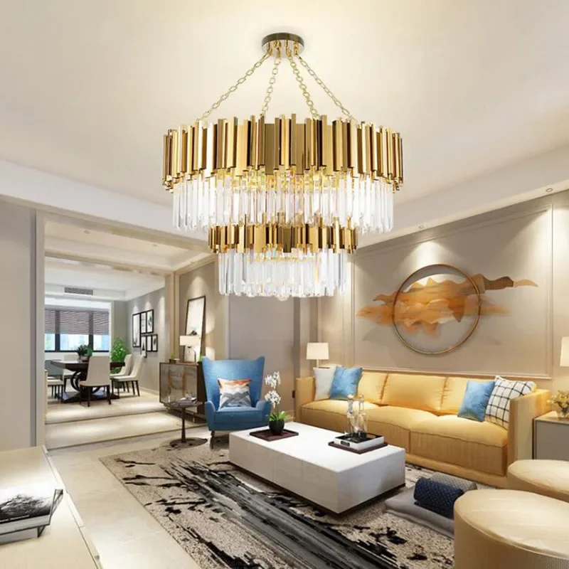 Moderni Lampadari Di Cristallo Lusso Lampadario в acciaio inox Appeso per la Casa Albergo Ristorante Luce Della Decorazione