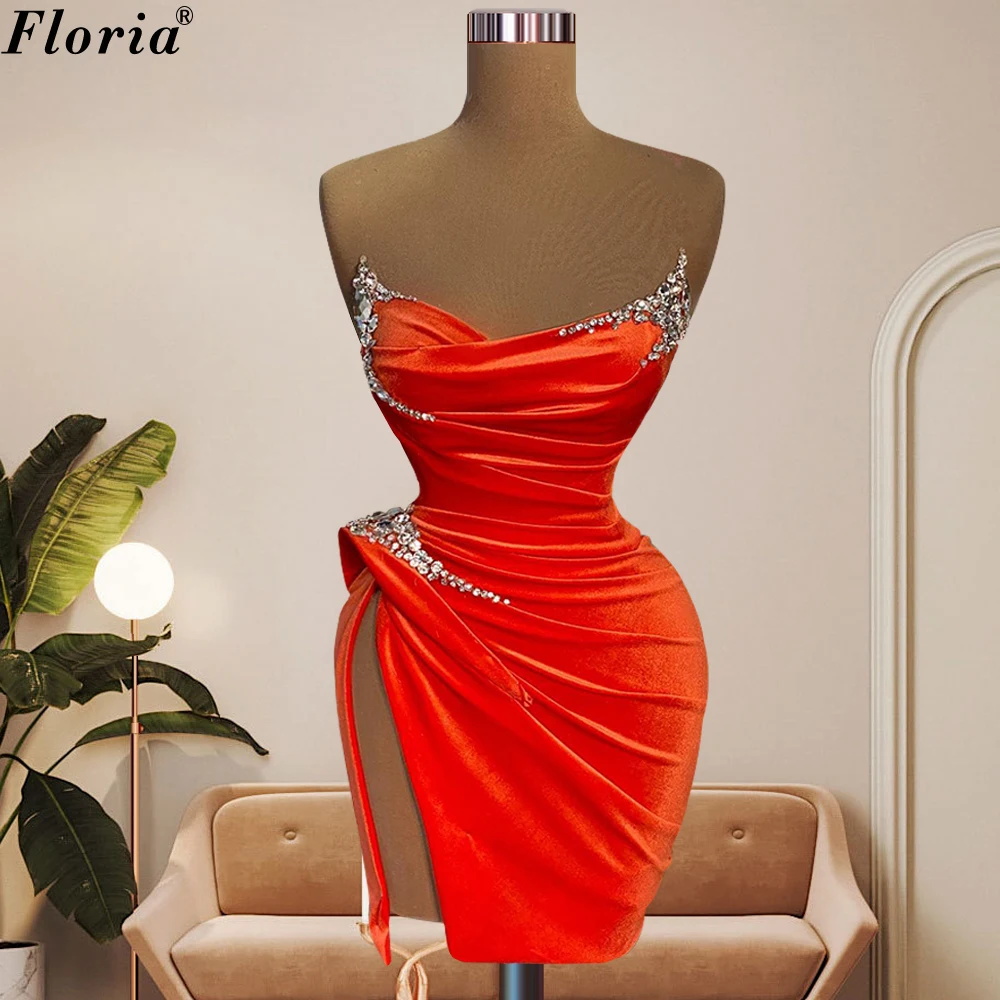 

Mermaid Velvet Sexy Prom Dresses For Women 2022 Strapless Cocktail Dresses Summer Beach Birthday Party Gowns Vestido De Festa