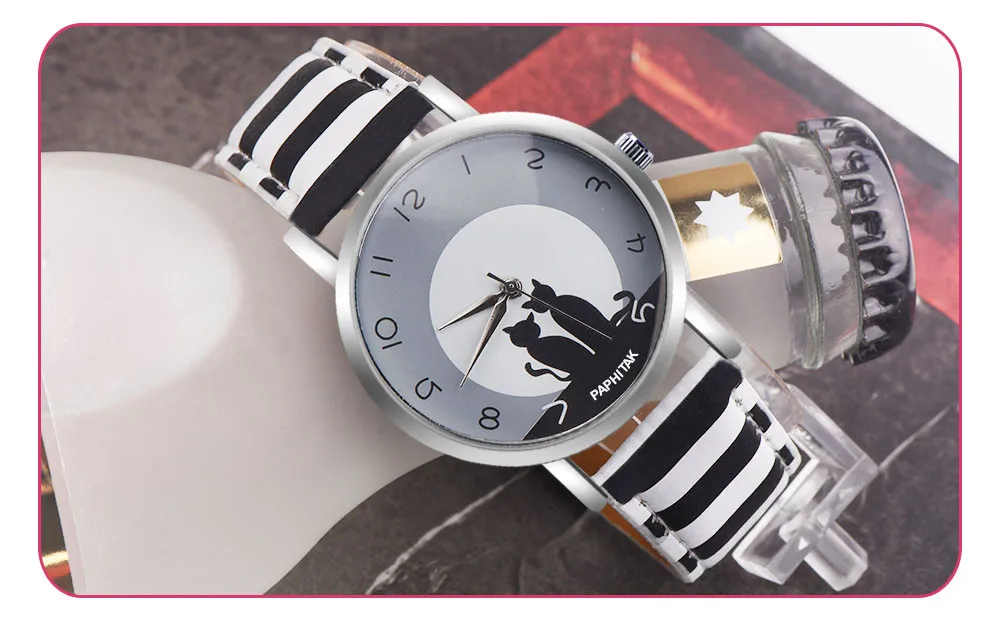 

Watch Band Watches for Women Womens Faux Leather Analog Cat Cute Quartz Watch Watch Band Watches for Women
