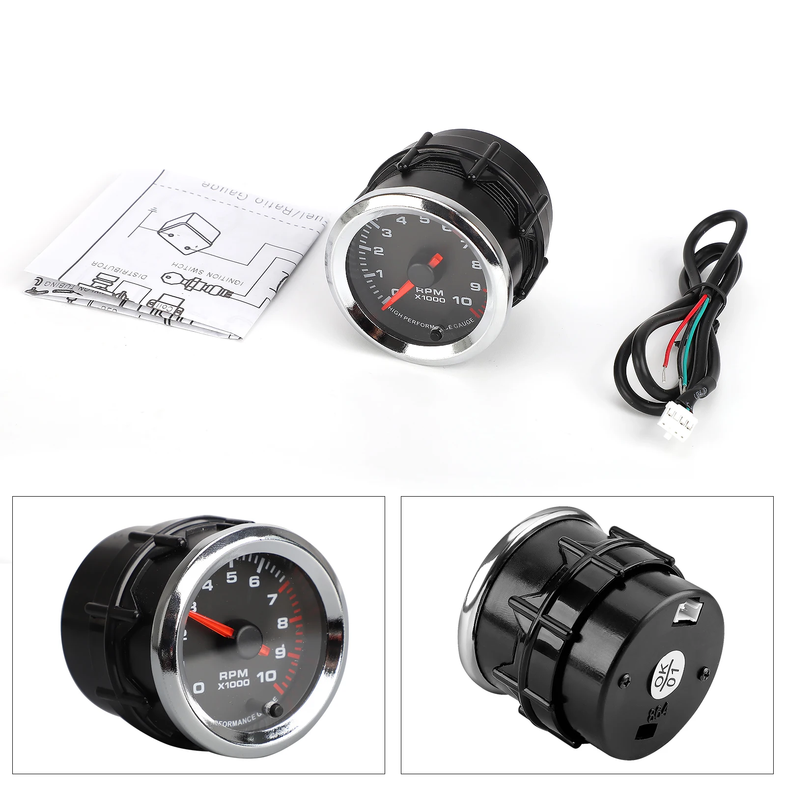Тахометр автомобильный 2 дюйма 52 мм 0-10000 об./мин. 7 цветов