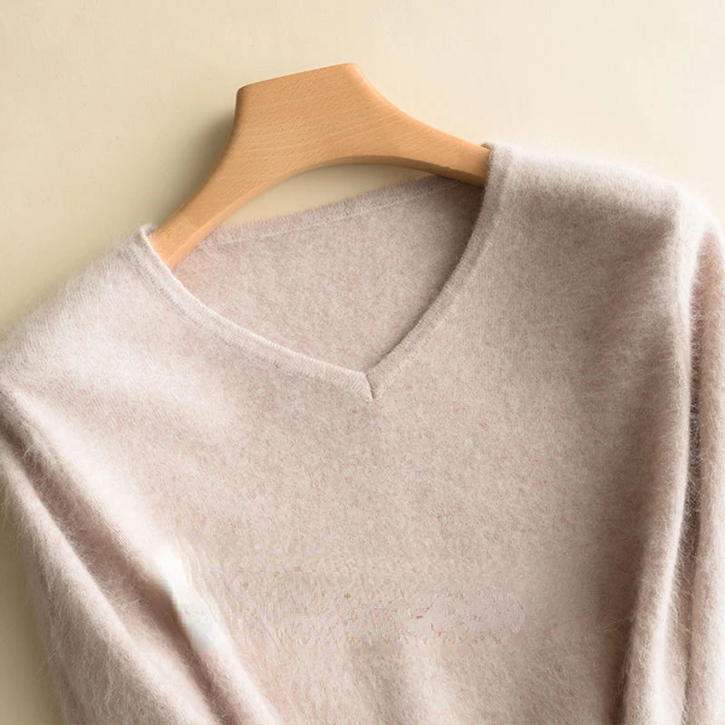 

2022 Autumn Winter New Sweater Pullovers Women Keep Warm V-neck Knitting Sweaters Fashion Korean Style Long Sleeve Tops C162