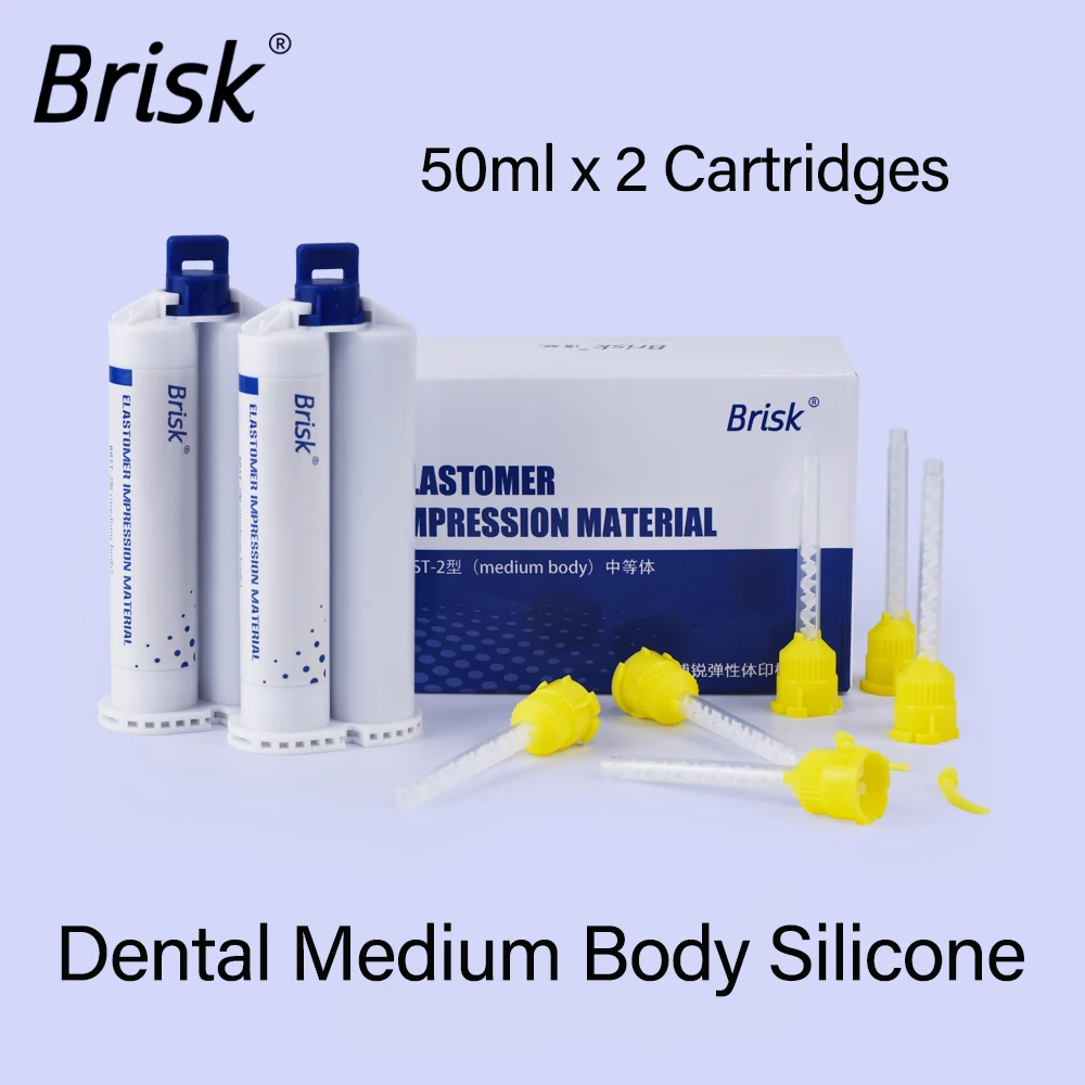 Medium Body Silicone Dental Impression Material Clinic Dentist Products Putty Kit Dentistry Supplies Two Cartridges Rubber Brisk