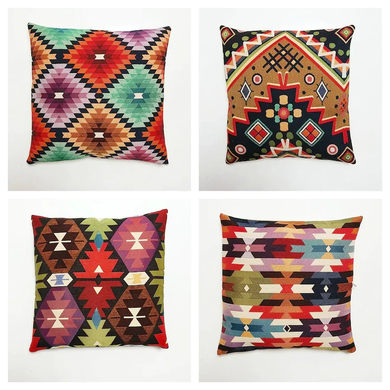 

4pcs/set Rug Design Pillow CoverSouthwestern Cushion CaseDecorative Gobelin Tapestry PillowHousewarming Throw