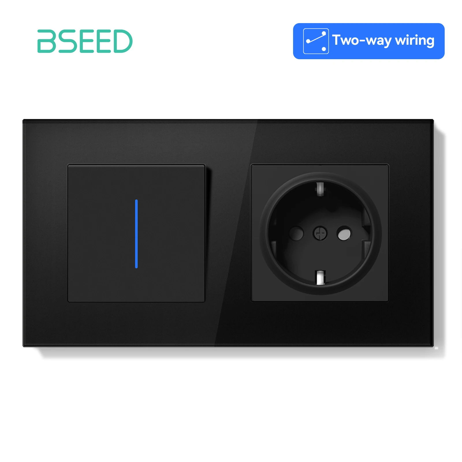 

Выключатель света BSEED 2-клавишный черный USB-C