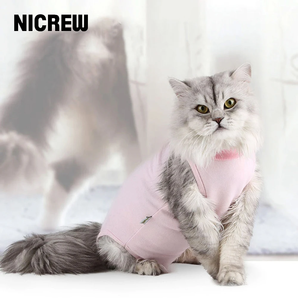 

NICREW Pet Cat Sterilization Suit Anti-licking Wounds Surgery After Recovery Pet Care Clothes Shirt Breathable Cats Weaning Suit